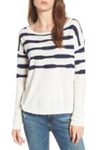 Women's Splendid Stripe Linen & Cotton Sweater - Grey