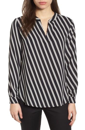 Women's Anne Klein Stripe V-neck Blouse, Size - Black