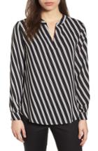 Women's Anne Klein Stripe V-neck Blouse, Size - Black