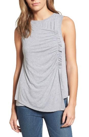 Women's Halogen Ruched Drape Front Tank - Grey