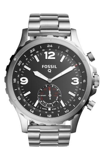 Men's Fossil Q Nate Bracelet Hybrid Smart Watch, 50mm