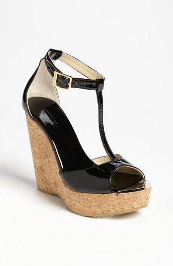 Jimmy Choo 'pela' Cork Wedge Sandal Black