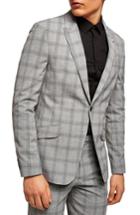 Men's Topman Check Suit Jacket R - Grey
