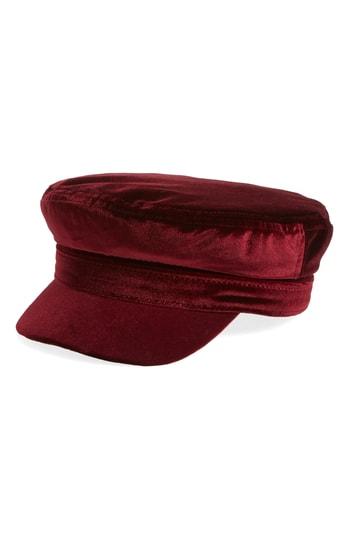 Women's Treasure & Bond Cabbie Velvet Baker Boy Cap - Burgundy