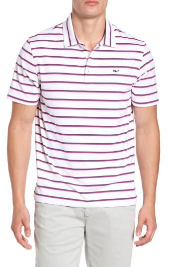 Men's Vineyard Vines Eshman Stripe Polo, Size - White
