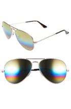 Women's Ray-ban Standard Icons 58mm Mirrored Rainbow Aviator Sunglasses - Yellow Multi Rainbow