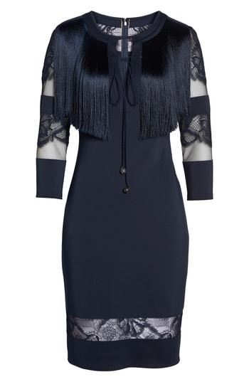 Women's Tadashi Shoji Fringe Sheath Dress - Blue