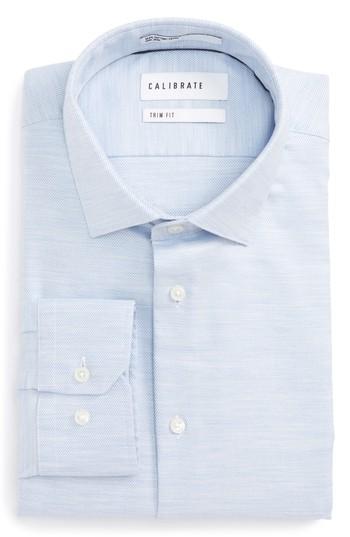 Men's Calibrate Trim Fit Twill Dress Shirt 32/33 - Blue