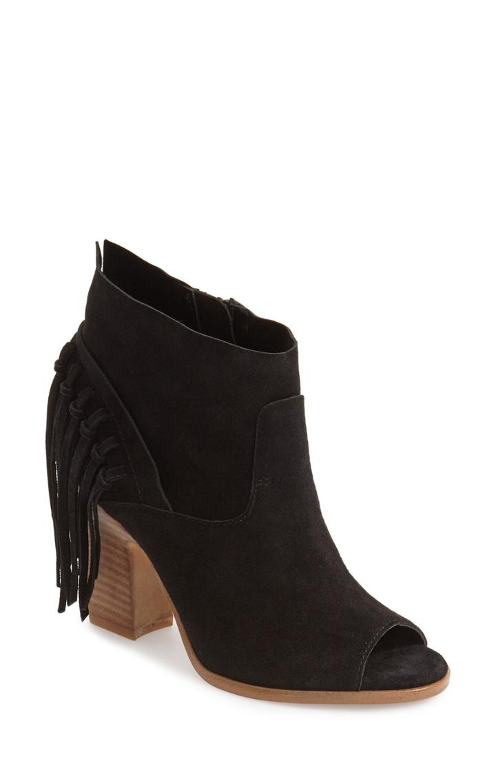 Women's Marc Fisher Ltd 'onita' Fringe Peep Toe Bootie M - Black
