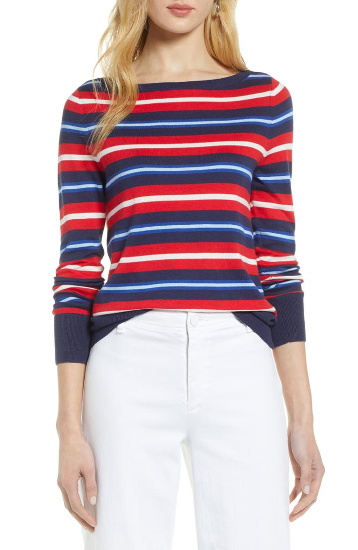 Women's Halogen Bateau Neck Sweater, Size - Red