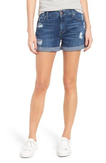 Women's 7 For All Mankind Relaxed Cuffed Denim Shorts - Blue