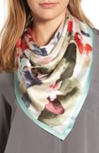 Women's Vince Camuto Floral Photo Smash Square Silk Scarf, Size - White