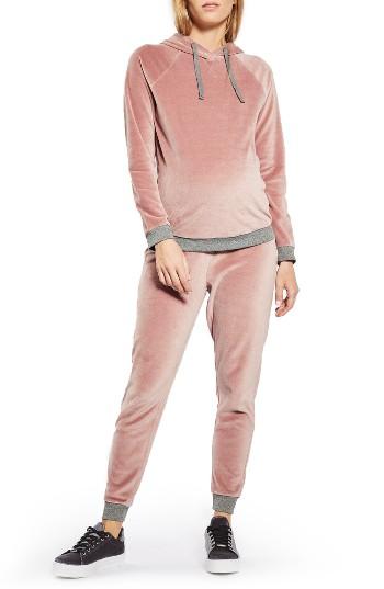 Women's Topshop Velour Maternity Lounge Pants Us (fits Like 0-2) - Beige