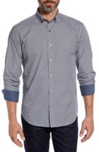 Men's Bugatchi Shaped Fit Mixed Print Sport Shirt, Size - Grey
