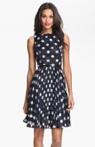 Women's Adrianna Papell Burnout Polka Dot Fit & Flare Dress - Blue