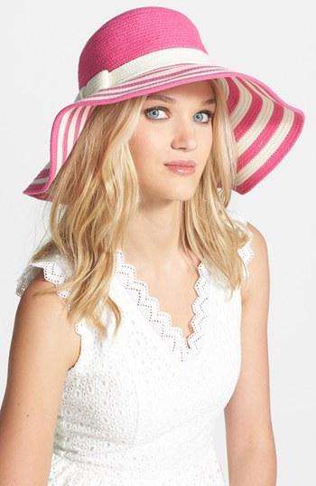 Kate Spade New York Stripe Sun Hat Bougainvillea/