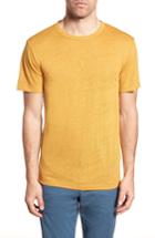 Men's Theory Regular Fit Essential Linen T-shirt - Yellow