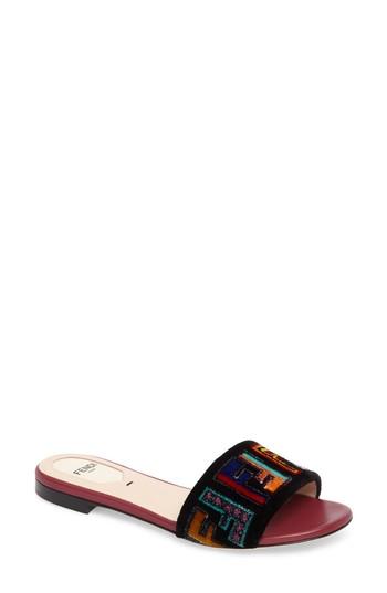 Women's Fendi Logo Slide Sandal .5us / 36eu - Black