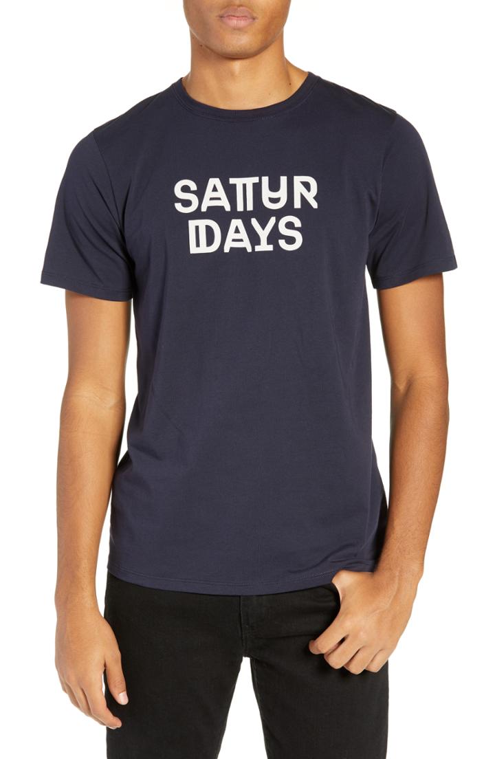 Men's Saturdays Nyc Deco Neue Logo T-shirt - Blue