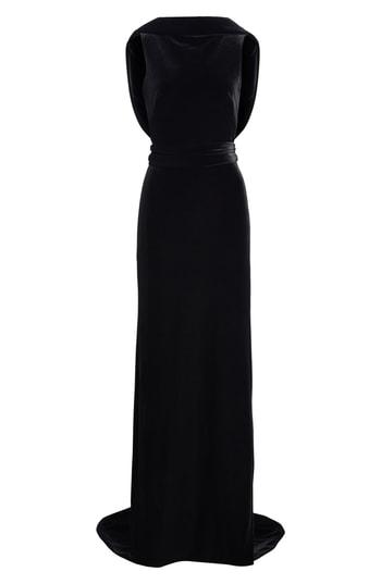 Women's Brandon Maxwell Drape Back Velvet Gown - Black