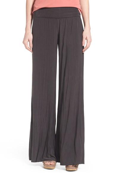Women's Nic+zoe 'feel Good' Foldover Waist Textured Knit Pants - Grey