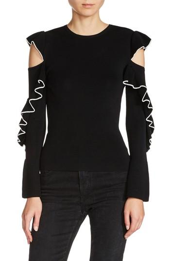 Women's Maje Tipped Ruffle Sleeve Sweater