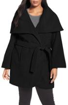Women's Tahari Marla Cutaway Wrap Coat With Oversize Collar