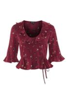 Women's Topshop Phoebe Frilly Blouse Us (fits Like 0) - Burgundy