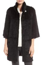 Women's Linda Richards Genuine Mink Fur Jacket - Black