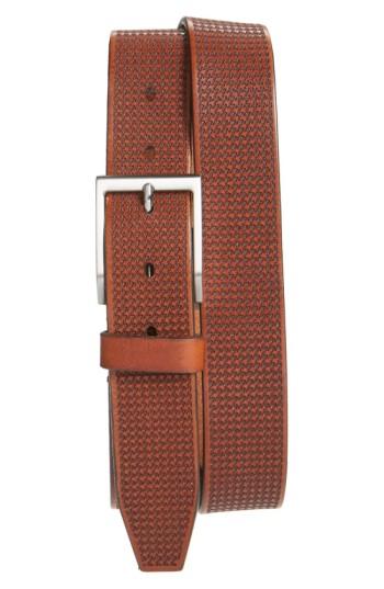 Men's Allen Edmonds 'shorewood Avenue' Houndstooth Leather Belt - Chili