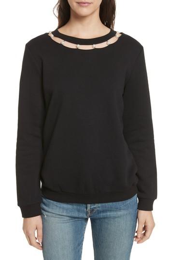 Women's Rebecca Minkoff Imitation Pearl Neckline Sweatshirt - Black