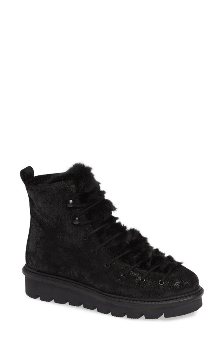 Women's Seychelles Resource Lace-up Boot With Faux Fur Trim M - Black