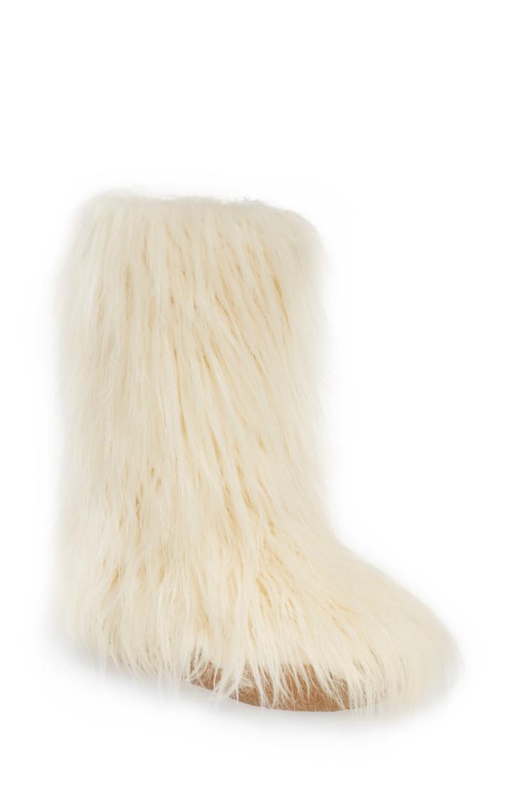 Women's Jeffrey Campbell Faux Fur Bootie .5 M - Ivory