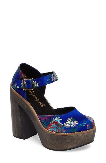 Women's Free People Starlet Embroidered Platform Pump -9.5us / 40eu - Blue