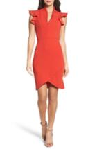Women's Fraiche By J Ruffle Sleeve Sheath Dress - Red