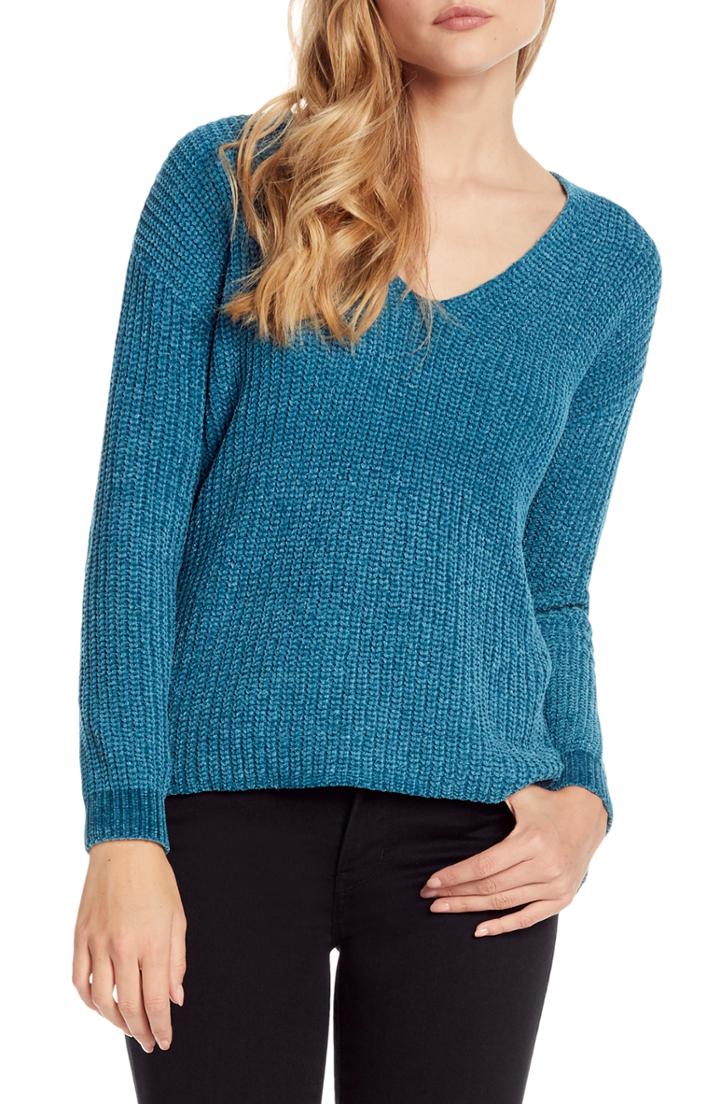 Women's Michael Stars Chenille V-neck Sweater - Grey
