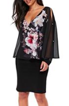 Women's Wallis Floral Overlay Dress Us / 10 Uk - Black