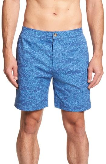 Men's Vineyard Vines Jetty Print Stretch Cotton Shorts, Size - Blue