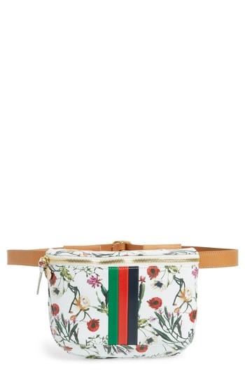 Clare V. Floral Leather Supreme Fanny Pack - White