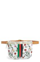 Clare V. Floral Leather Supreme Fanny Pack - White