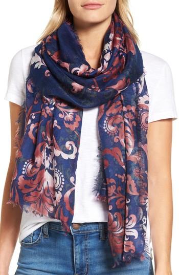 Women's Nordstrom Heirloom Damask Cashmere & Silk Scarf, Size - Blue