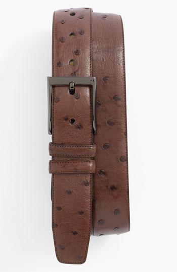 Men's Mezlan Ostrich Belt - Tobacco