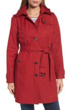 Women's Michael Michael Kors Core Trench Coat With Removable Hood & Liner - Red