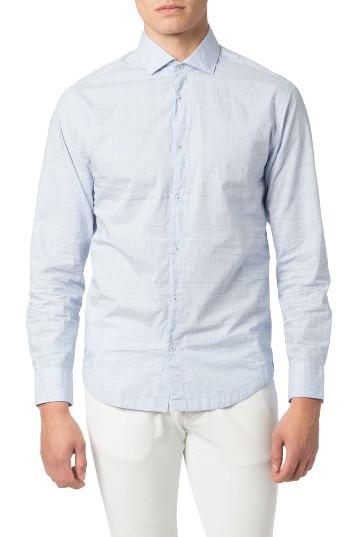 Men's Good Man Brand Bond Trim Fit Check Sport Shirt, Size - Blue