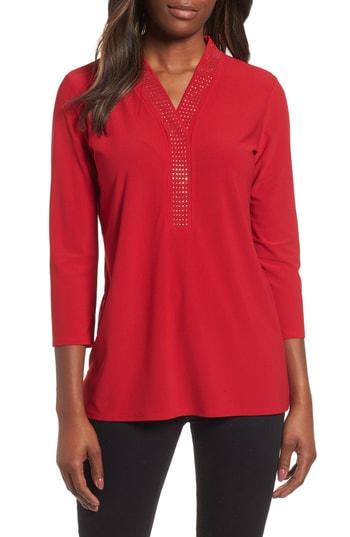 Women's Chaus Studded Crepe Knit Top - Red