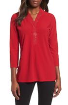 Women's Chaus Studded Crepe Knit Top - Red