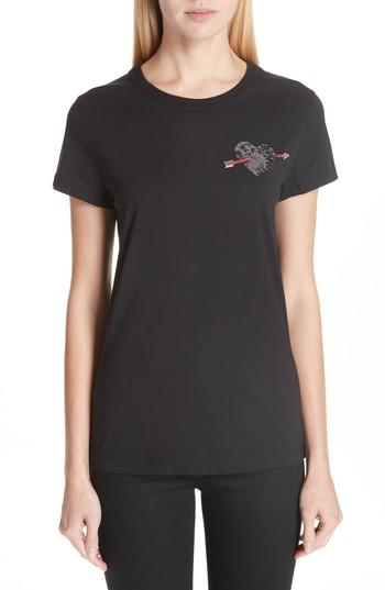 Women's Valentino Beaded Heart Tee - Black