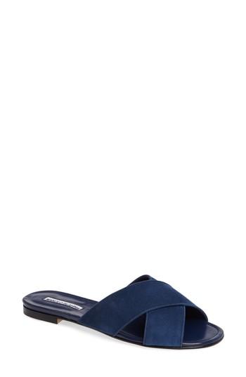 Women's Manolo Blahnik Otawi Slide Sandal Us / 39eu - Blue