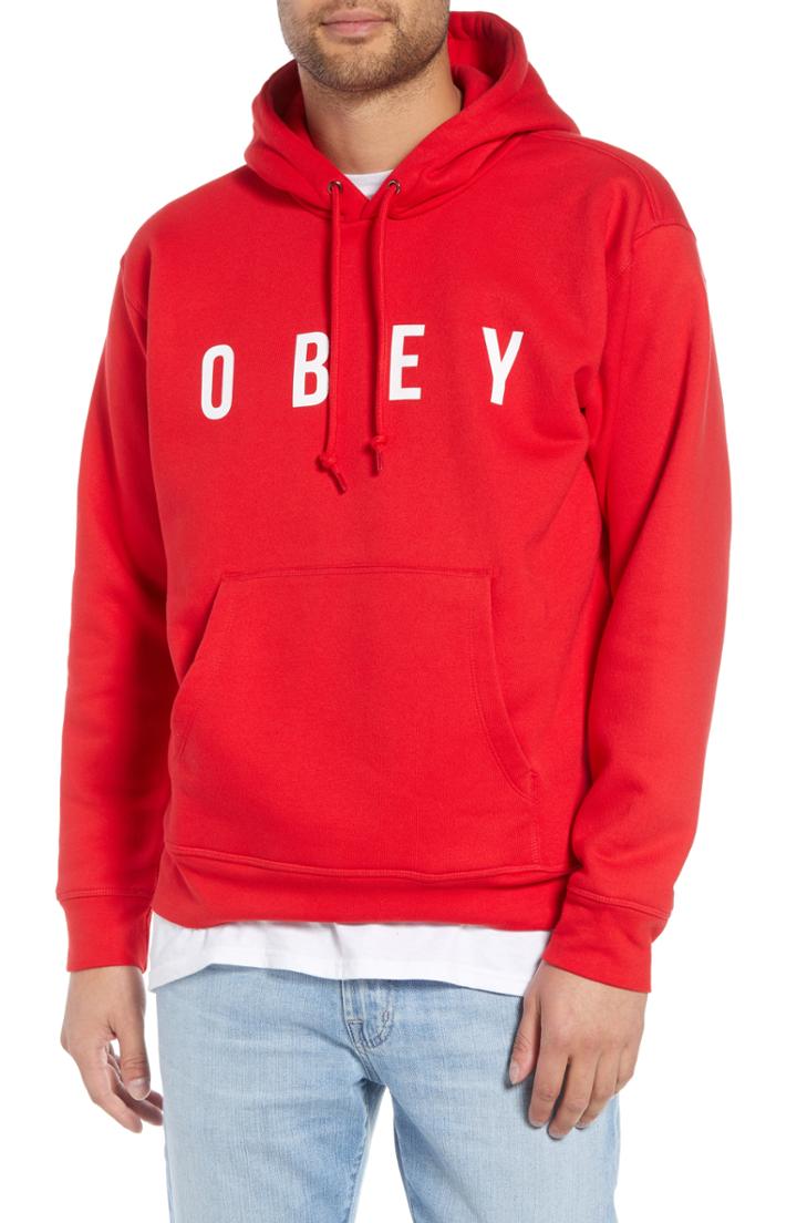 Men's Obey Anyway Hooded Sweatshirt, Size - Red