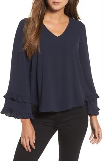 Women's Pleione Ruffle Bell Sleeve Top - Blue